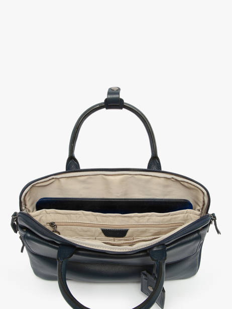 Leather Flandres Briefcase 1 Compartment Etrier Blue flandres EFLA8241 other view 3