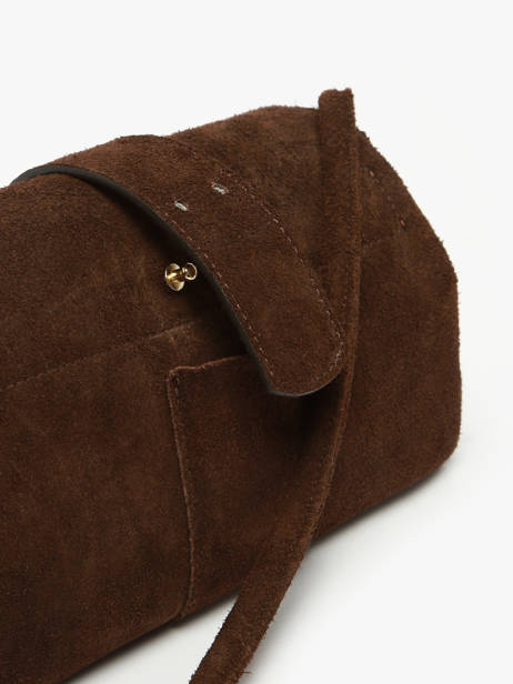 Sac Bandoulière M Agnes Cuir Velours Etrier Marron agnes EAGV205M vue secondaire 8
